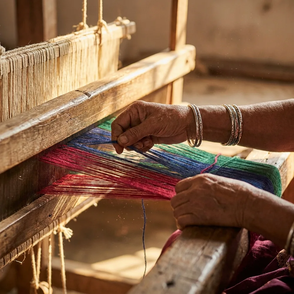 Surat weavers at the loom